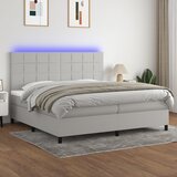 The Living Store Box spring postelja z vzmetnico LED sv. siva 200x200 cm blago - Box Spring Postelja, (21517359) Cene