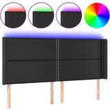 Posteljno vzglavje črno 163x16x118/128 cm umetno usnje, (20735568) | Shoptok.si