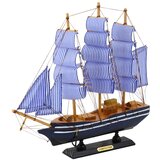  Kolekcionarski model ukrasnog jedrenjaka bijelo-plave boje 33x31cm | shoptok.hr
