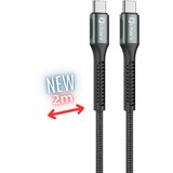 BZ Kabel Qcharx Prague Type-C na Type-C 3A 60 W (2 m) iz črne mehke tkanine iz aluminijeve zlitine, (21580770) | Shoptok.si