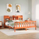 vidaXL Knjižna postelja brez vzmetnice vošč. rjava 200x200 cm borovina | Shoptok.si