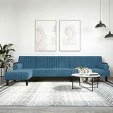 The Living Store Raztegljiv kavč L oblike moder 260x140x70 cm žamet - Raztegljiv Kavč L Oblike, (21495579) | Shoptok.si