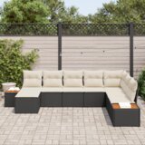 vidaXL 8-dijelna vrtna garnitura s jastučićima crni poli ratan akacija | shoptok.hr