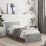  Okvir za krevet s uzglavljem i LED svjetlima siva boja betona | shoptok.hr