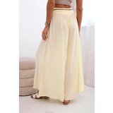 Kesi Włoski Women's wide-leg viscose trousers yellow | shoptok.hr