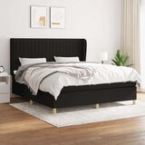  Box spring postelja z vzmetnico črna 160x200 cm blago Cene