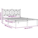  Metalni okvir za krevet s uzglavljem crni 140x190 cm | shoptok.hr