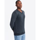 Ombre Washed men's sweater with v-neck - navy blue | shoptok.hr
