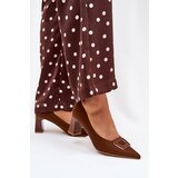 Boto Heels On A Block With Decorative Buckle Brown Seriva | shoptok.hr