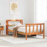 Maison Chic Posteljni okvir - Enojna postelja - Postelja za odrasle z vzglavjem voščeno rjava 100x200 cm borovina, (21695207) | Shoptok.si