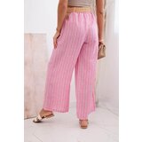 Kesi Włoski Women's wide-leg striped viscose trousers pink | Shoptok.si