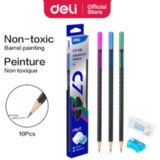 Deli GRAFITNE OLOVKE TROUGAONE 1/10 METALIK + GUMICA I REZAČ GRATIS EC7-HB Cene