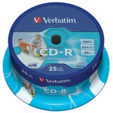 Verbatim CD disk 700 MB, 80 min, 52x, natisljiva mat površina 25 kosov | Shoptok.si