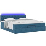 vidaXL Otomanski krevet s madracem&amp LED tamnoplavi 180x200cm baršunasti | shoptok.hr