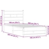  Metalni okvir kreveta bez madraca smeđi hrast 100x200 cm | shoptok.hr