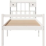  Krevet s regalom za knjige bez madraca bijeli 90x190cm borovina - Bijela 90 x 190 cm | shoptok.hr