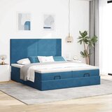 vidaXL Otomanski posteljni okvir z vzmetnicami moder 180x200cm žamet | Shoptok.si