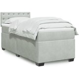 vidaXL Box spring postelja z vzmetnico svetlo siva 90x200 cm žamet Cene