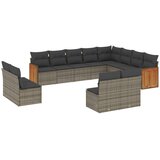  The Living Store Vrtna sedežna garnitura 12-delna z blazinami siva poli ratan - Vrtna Sedežna Garniture, (21450912) | Shoptok.si
