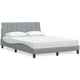 vidaXL Postelja z vzmetnico svetlo siv 140x190 cm blago | Shoptok.si