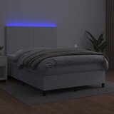 Krevet box spring s madracem LED bijeli 140x190 cm umjetna koža | shoptok.hr