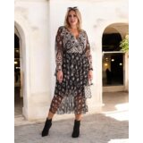 Resti Black and beige mesh midi dress with print | Shoptok.si