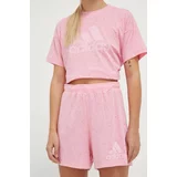 Adidas Kratke hlače za žene, boja: ružičasta, melanž, visoki struk