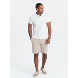 Ombre Men's shorts made of two-tone melange knit fabric - sand cene