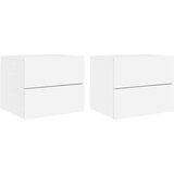 vidaXL Stenska nočna omarica z LED lučkami 2 kosa bela | Shoptok.si