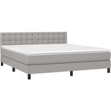  Krevet box spring s madracem LED svjetlosivi 160x200 cm tkanina | shoptok.hr