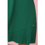 Numoco 308-4 KARINE - trapezoidal dress with asymmetrical pleat - green | Shoptok.si