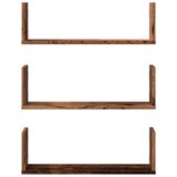 vidaXL Zidne police 3 kom boja staro drvo 58x18x18cm konstruirano drvo | shoptok.hr