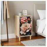 vidaXL Noćni ormar BORNE Hrast sonoma 36 x 33 x 60 cm - Print lagane peonije 1 | shoptok.hr