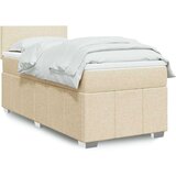 vidaXL Box spring postelja z vzmetnico krem 90x200 cm blago | Shoptok.si