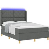vidaXL Postelja s podstavkom in vzmetnico & LED temno siva 140x190 cm tkanina, (22049699) | Shoptok.si