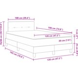 vidaXL Krevet s box springom s madracem & LED svjetlom svjetlosiva 120x190 cm baršun | shoptok.hr