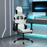  Igraća stolica od umjetne kože s osloncem za noge Bijela i crna