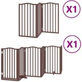 vidaXL Ograda za pse z vrati zložljiva 9 panelov rjava 450 cm les | Shoptok.si