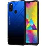 Cadorabo Ohišje, združljiv s Samsungom v modri barvi - črni - dvobarvni zaščitni pokrov iz silikona TPU in hrbta iz kaljenega stekla, (20572943) | Shoptok.si