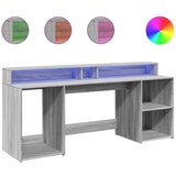 Maison Chic Pisalna miza - pisarniška miza - Računalniška miza z LED lučkami siva sonoma 200x55x91 cm inž. les, (21785321) Cene