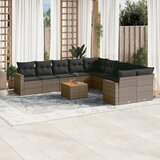 vidaXL 11-dijelni set vrtnih sofa od poliratana s jastucima sivi | shoptok.hr