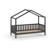 Vipack Antracitno sivi dječji krevet od masivnog bora u obliku kućice 90x200 cm DALLAS – Cijene