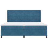Box spring krevet s LED trakama Plava 200 x 200 cm Baršun - Tamno plava 200 x 200 cm Prošiveno gumbima | shoptok.hr