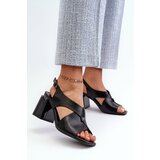 Kesi Elegant women's high-heeled sandals, eco leather, black Asellesa Cene