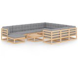 The Living Store Vrtna sedežna garnitura 12-delna z blazinami trdna borovina - Vrtna Sedežna Garnitura, (21479705) | Shoptok.si