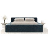 Maison de Rêve Prašno modra oblazinjena zakonska postelja s prostorom za shranjevanje z letvenim dnom 200x200 cm Voliera – | Shoptok.si