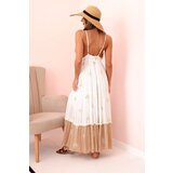 Kesi Włoski Women's viscose dress with embroidery and flared hem ecru | shoptok.hr