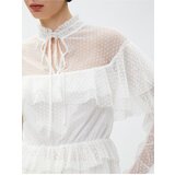 Koton Frilly Tied Chiffon Blouse High Neck | shoptok.hr