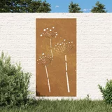 vidaXL Vrtni zidni ukras 105 x 55 cm čelik COR-TEN s cvjetnim uzorkom
