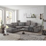CARRYHOME KOTNA SEDEŽNA GARNITURA, mikrovelur svetlo siva | Shoptok.si